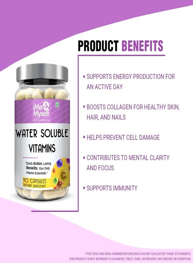 iMeMyself Water-Soluble Vitamins 90 Capsules | Daily Nutrition Capsules - 90 Count | Quick Absorption B Complex + C - Image 5
